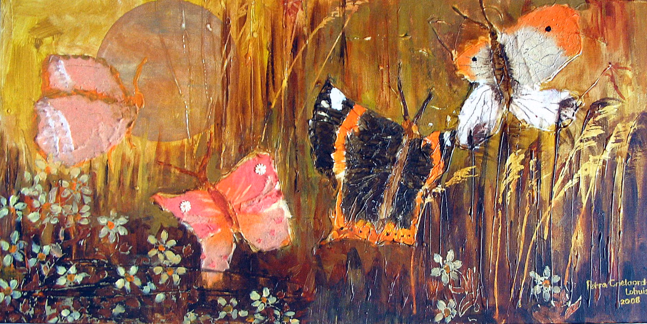 Volledig werk · 4 vlinders oranje/bruin