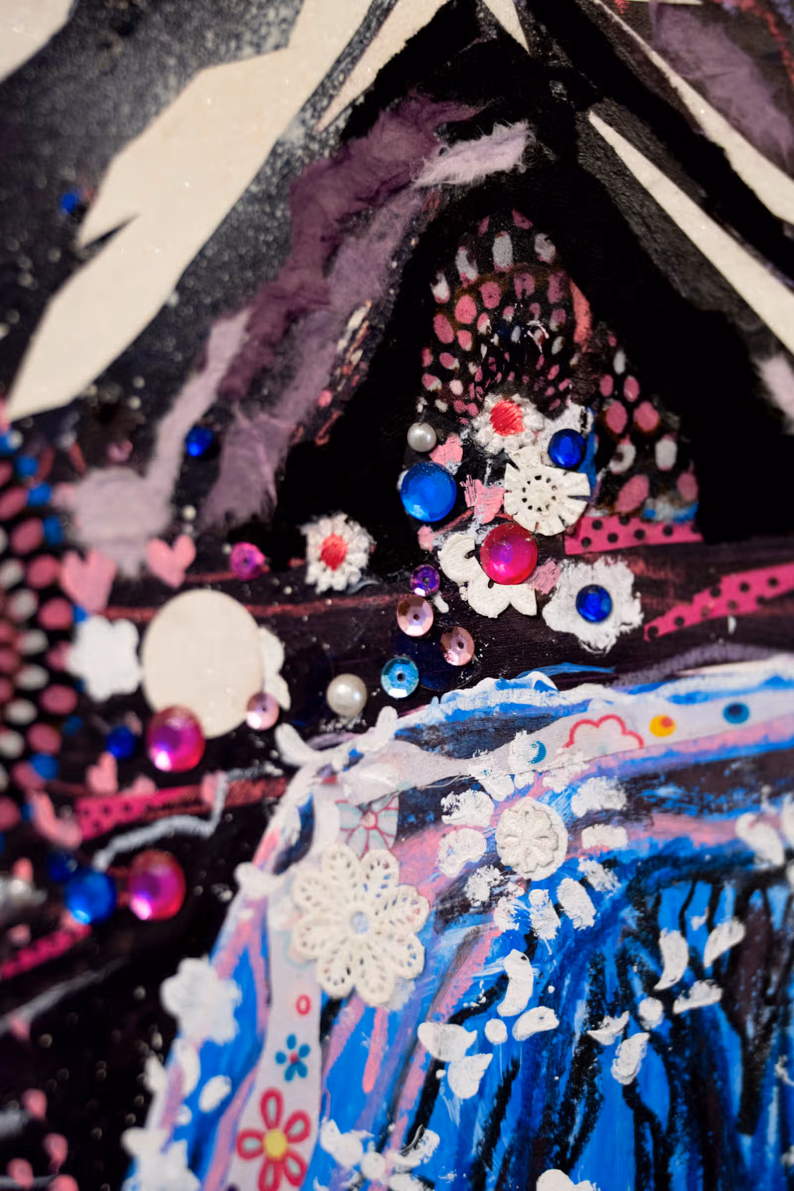 Detail — blauw pailletten