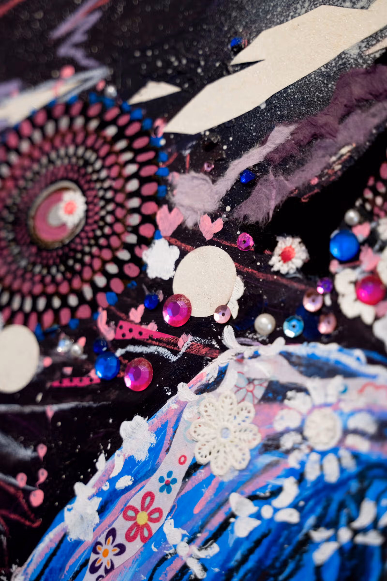 Detail — blauw witte bloemen