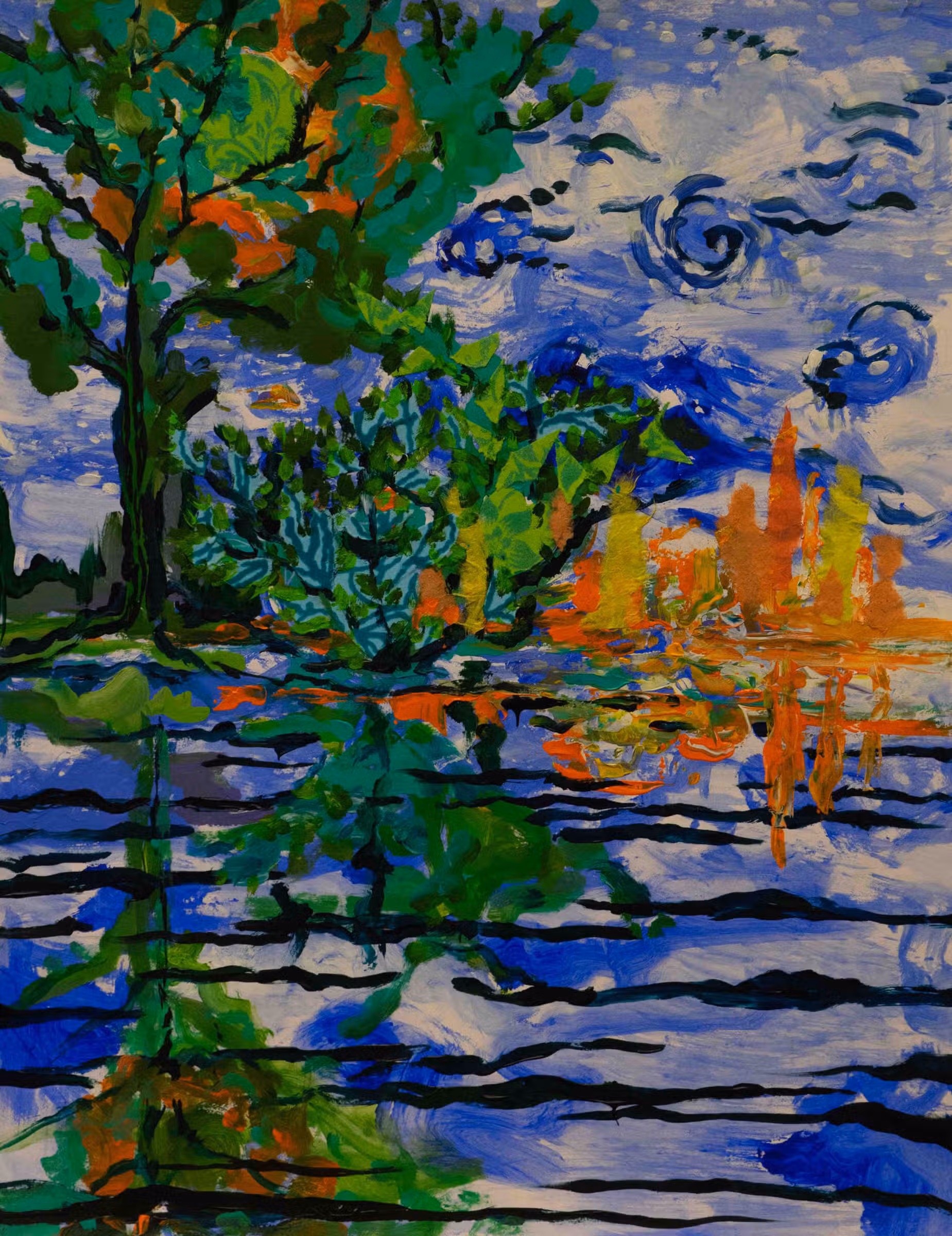 Blauw rivieren landschap