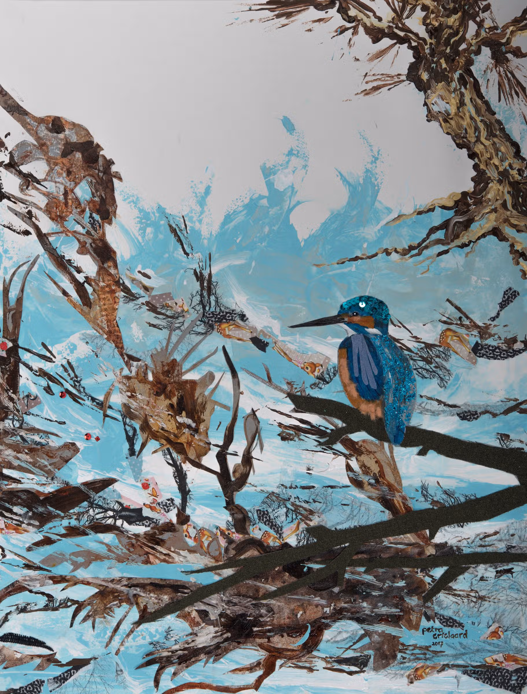 Deel 1 en 2 woeste rivier met ijsvogel