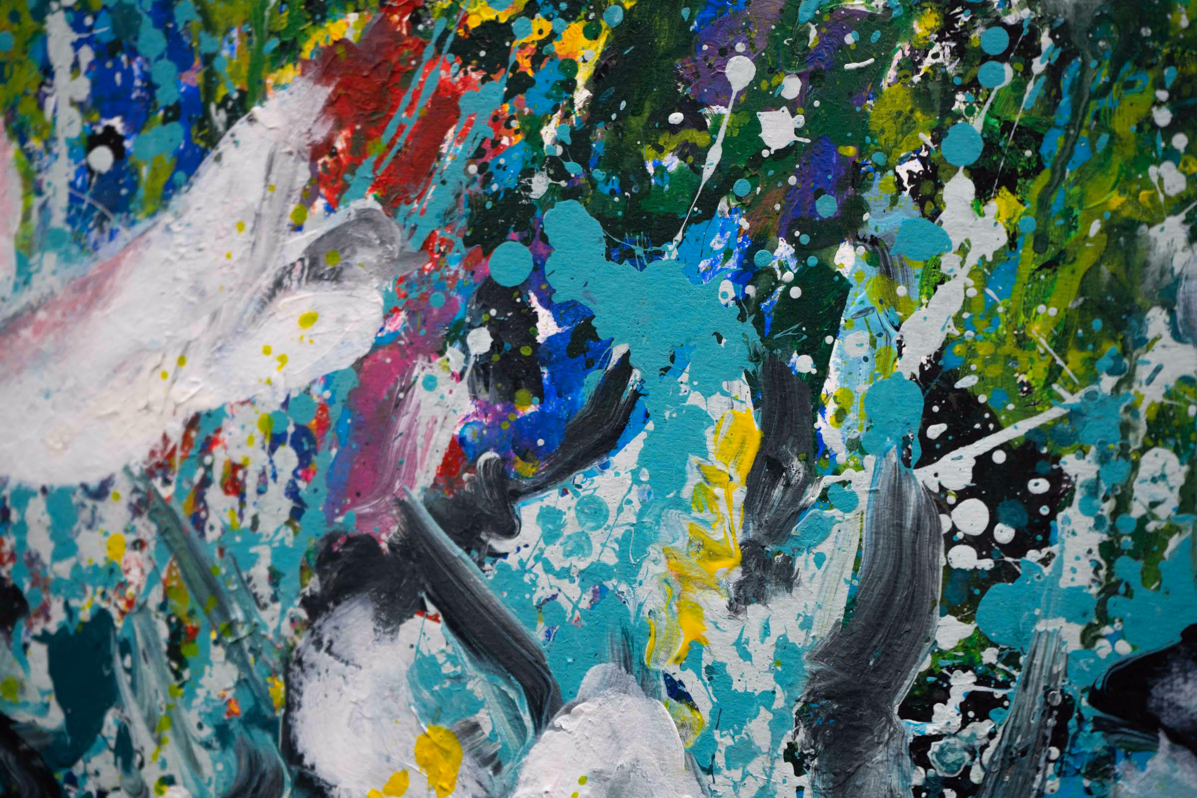 detail Witte bloemen turquoise