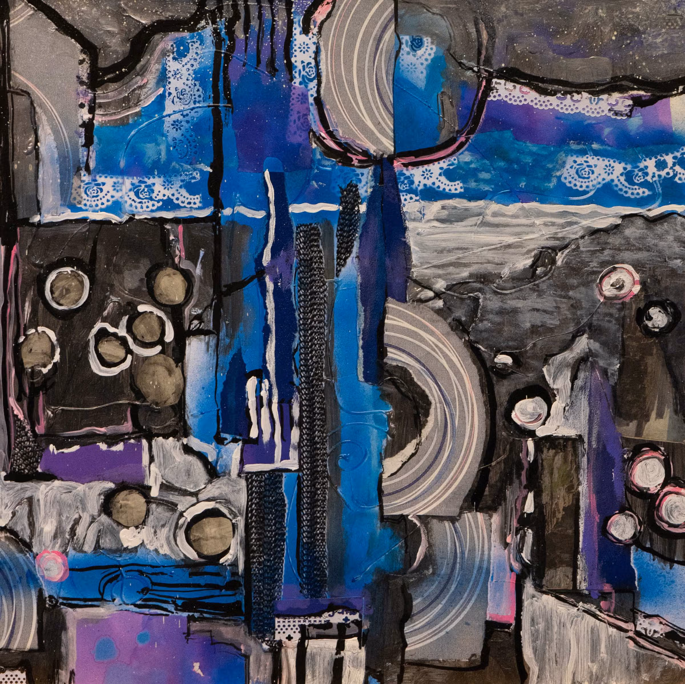 Volledig werk · Paars/blauwe abstract